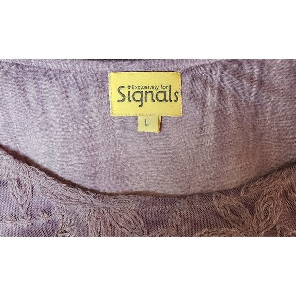 Exclusively for Signals Asymmetrical Tunic Lace Blouse Top With Scarf Size Large - Picture 8 of 8